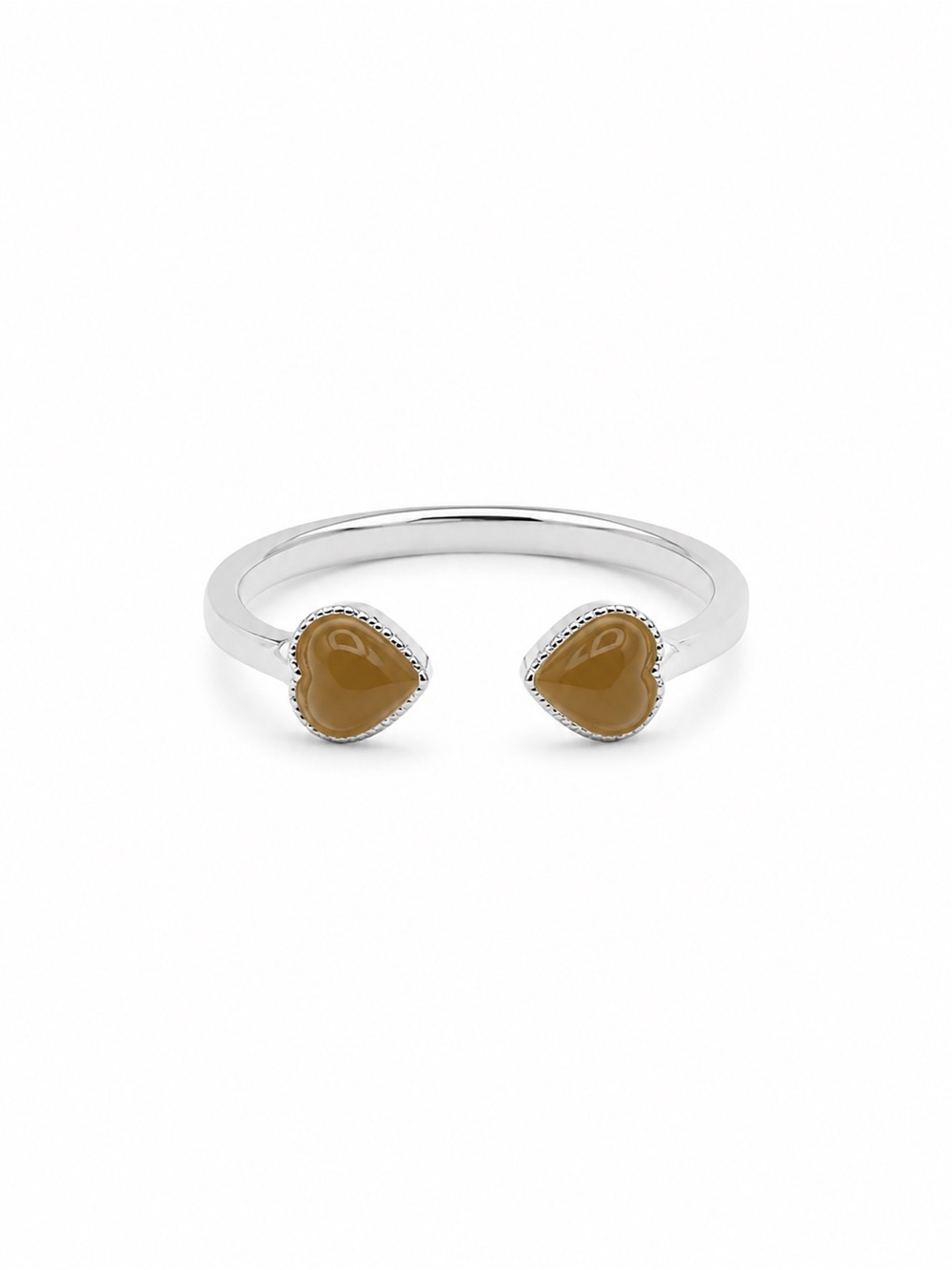 Golden Jade Double Heart Ring (S925) R110